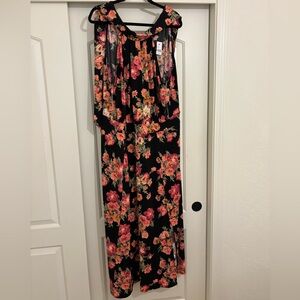 Lane Bryant Black Maxi dress with Pink Floral Design